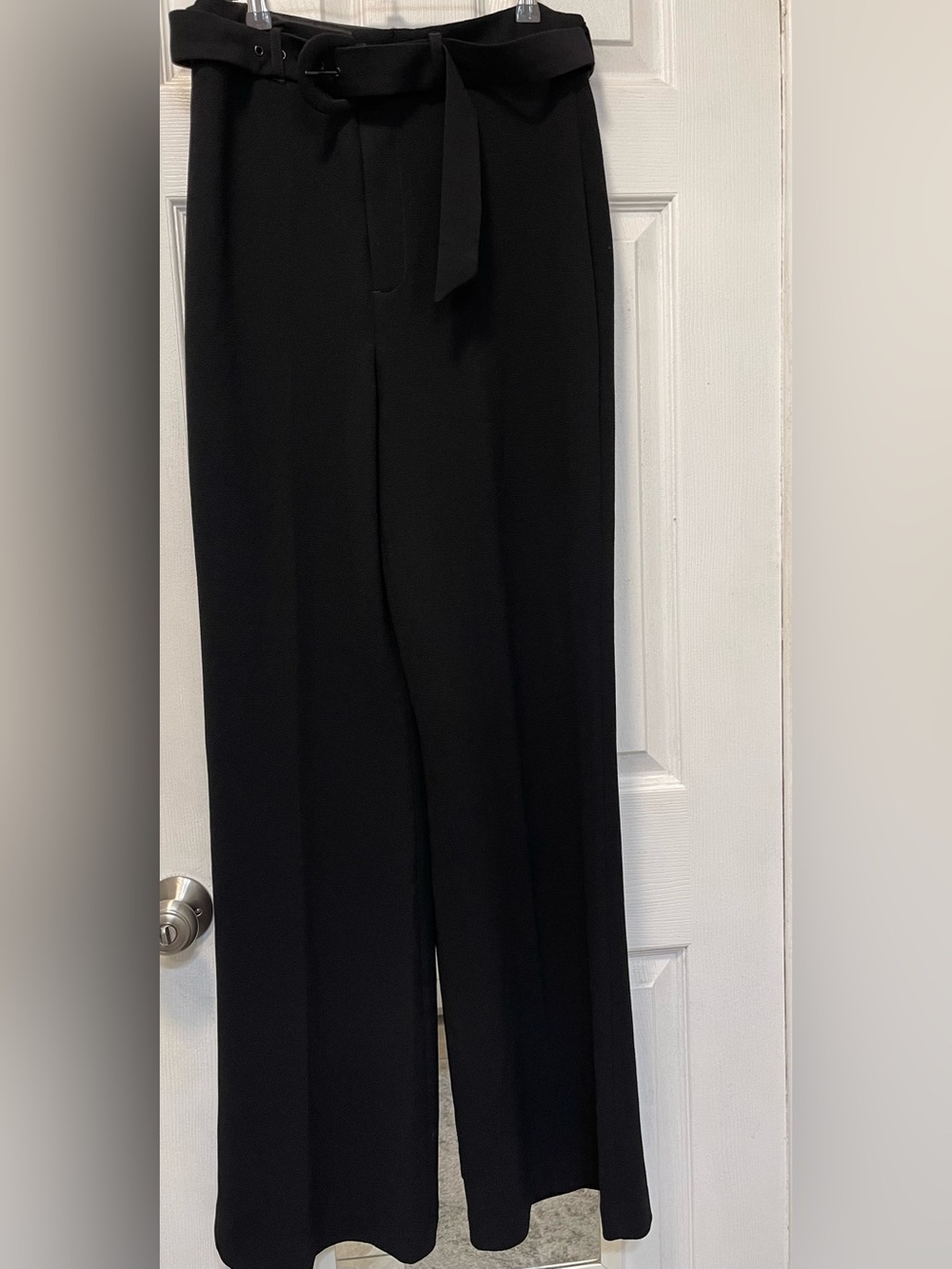 Zara Black Wide-Leg High-Waist Pants with Self Tie Belt